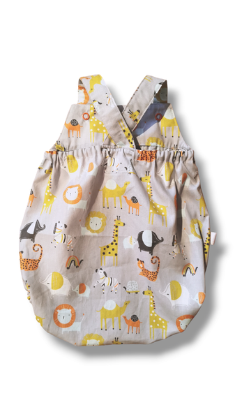 "Rosean" Romper - Animals on Grey ORGANIC COTTON