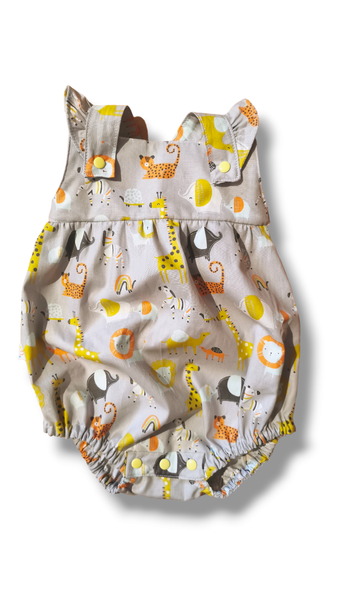 "Rosean" Romper - Animals on Grey ORGANIC COTTON