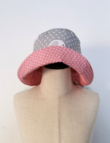 Zain Hat - Grey Polka Elephants