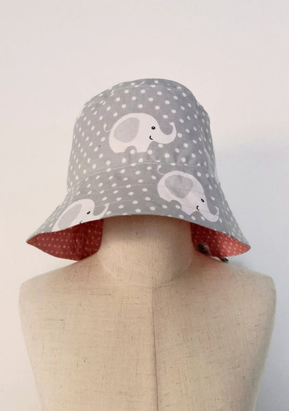 Zain Hat - Grey Polka Elephants