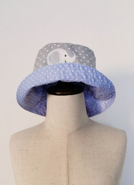 Zain Hat - Grey Polka Elephants