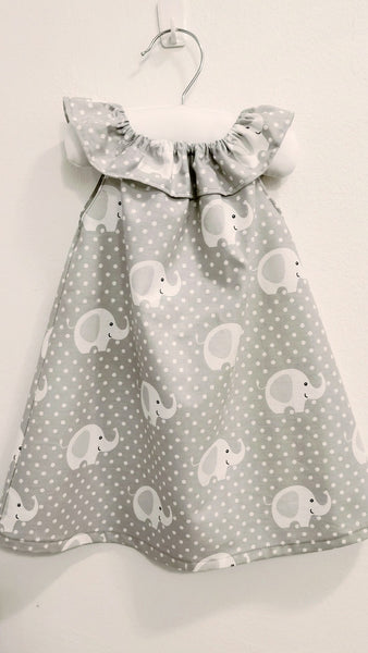 Zain Hat - Grey Polka Elephants