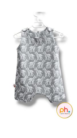 "Noor" Romper - Grey Zebras STRETCH COTTON JERSEY