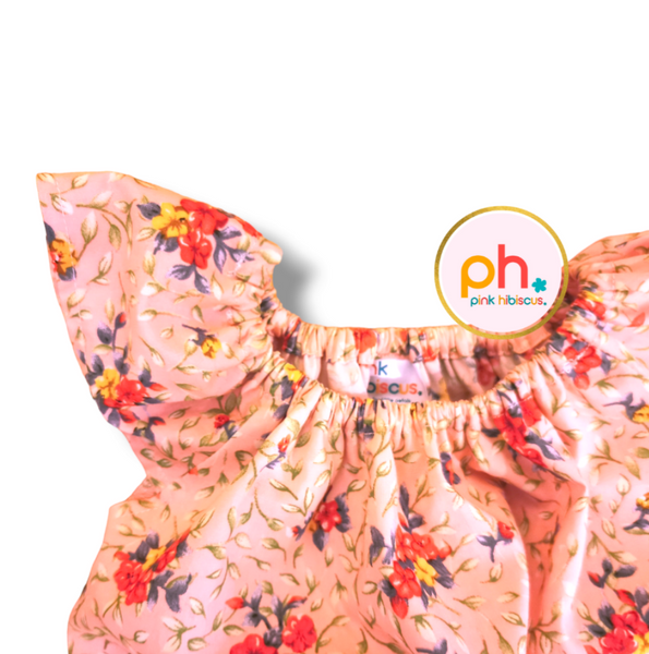 "Aisha" Romper - Pink/multi Florals 100% COTTON