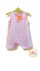 "Noor" Romper - Dots on pink STRETCH COTTON JERSEY