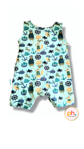 Noor Romper - Pirates on turquoise