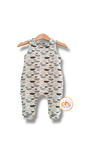 "Noor" Romper Long - Funky Fish STRETCH COTTON JERSEY