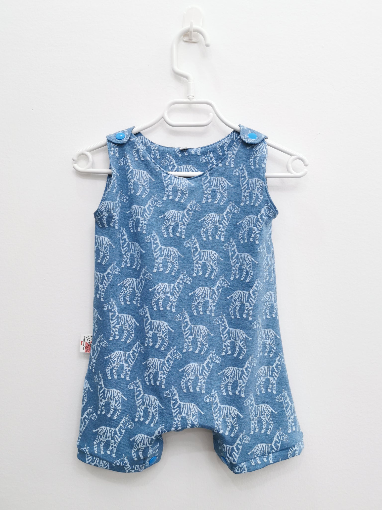 "Noor" Romper - Blue Zebras STRETCH COTTON JERSEY